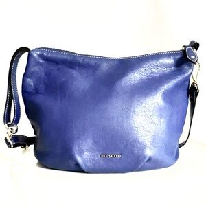 Blue Leather Crossbody Bag Gold Hardware Jill Scott